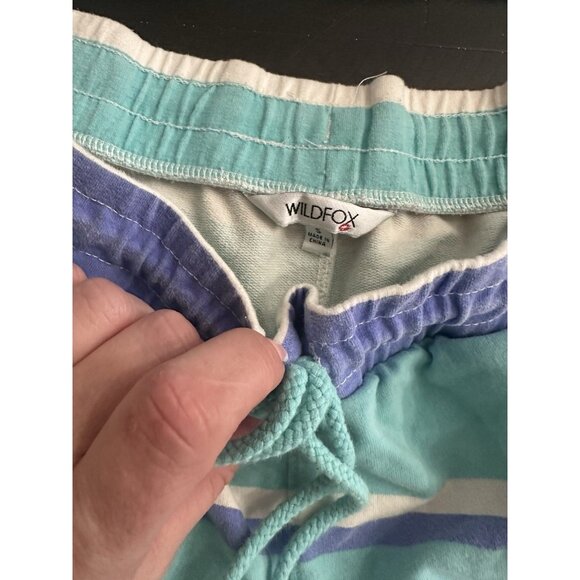 Wildfox 2-piece blue striped lounge top shorts set outfit women’s Small - Picture 2 of 3